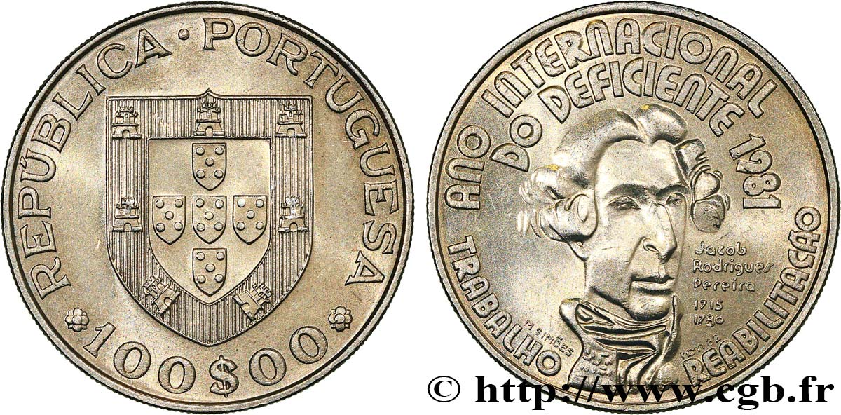 PORTUGAL 100 Escudos année internationale des handicapés 1981  AU 