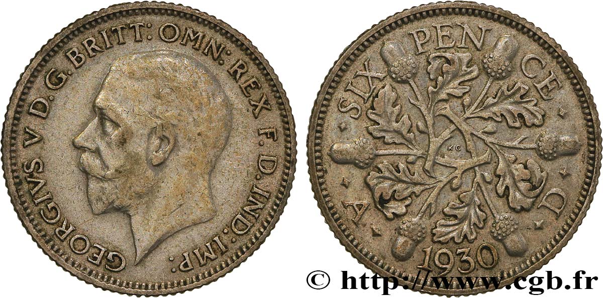 ROYAUME-UNI 6 Pence Georges V 1930  TTB 
