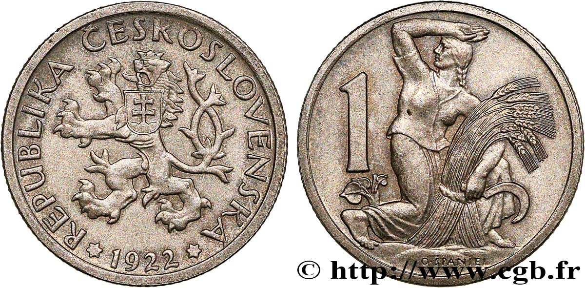 CHECOSLOVAQUIA 1 Koruna 1922  EBC 