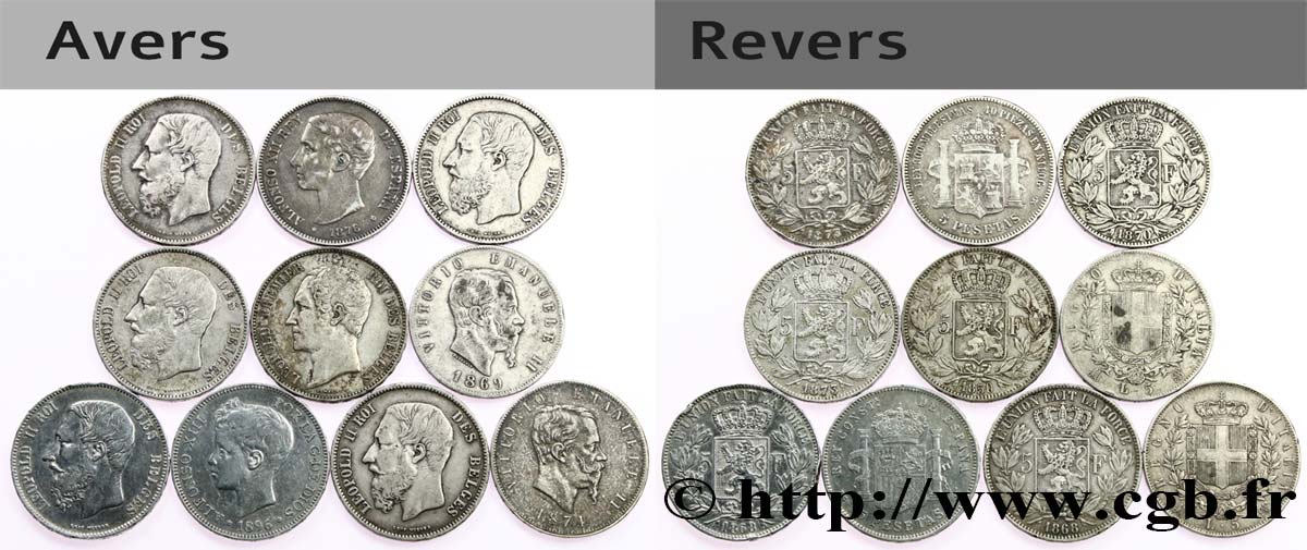 SILVER INVESTMENT Lot de 10 écus de 5 Francs n.d.  BC 