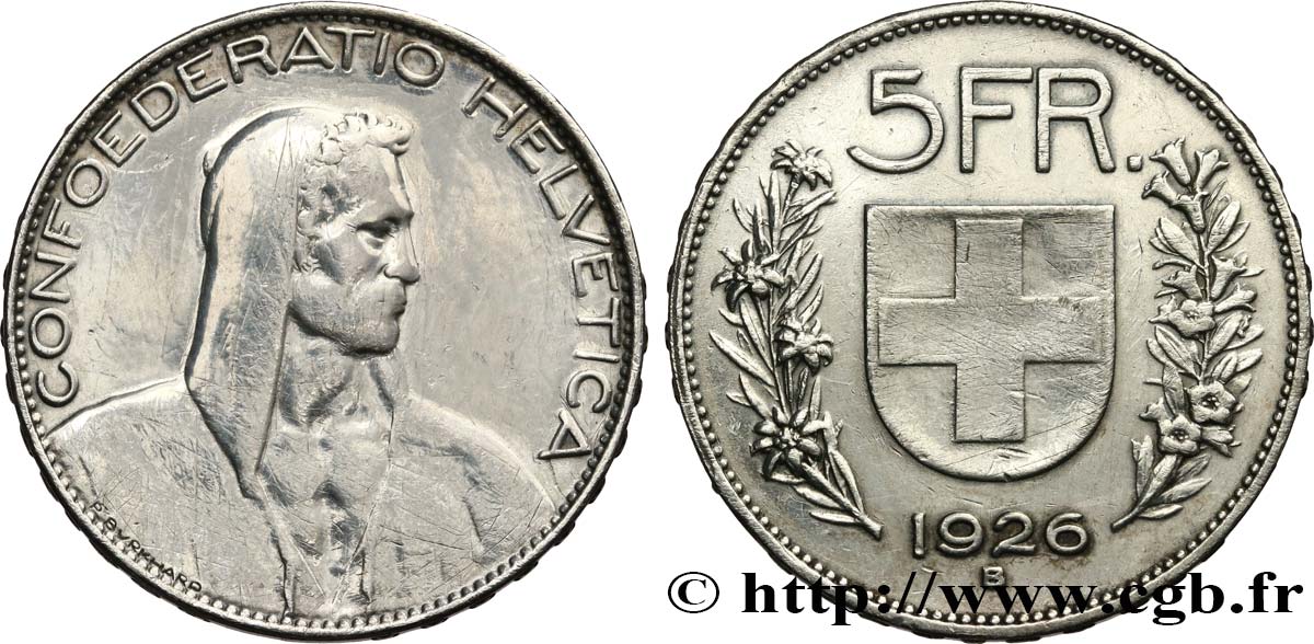 SWITZERLAND 5 Francs Berger 1926 Berne VF/AU 