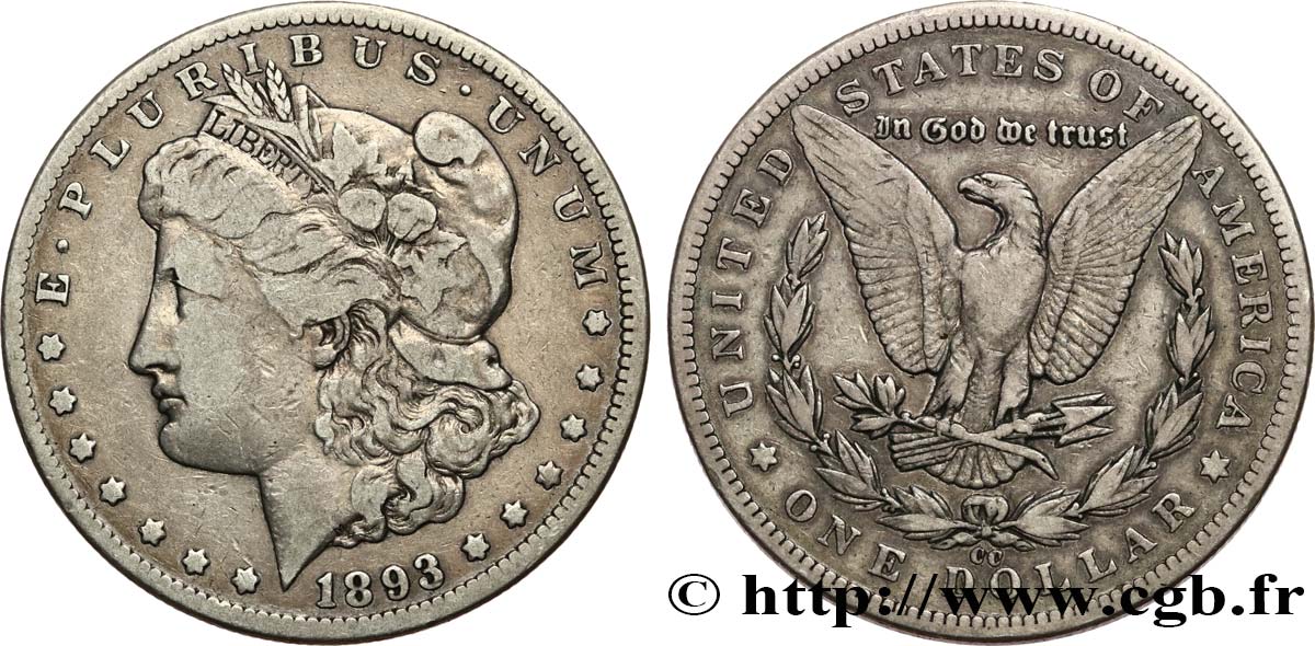 UNITED STATES OF AMERICA 1 Dollar Morgan 1893 Carson City  VF 