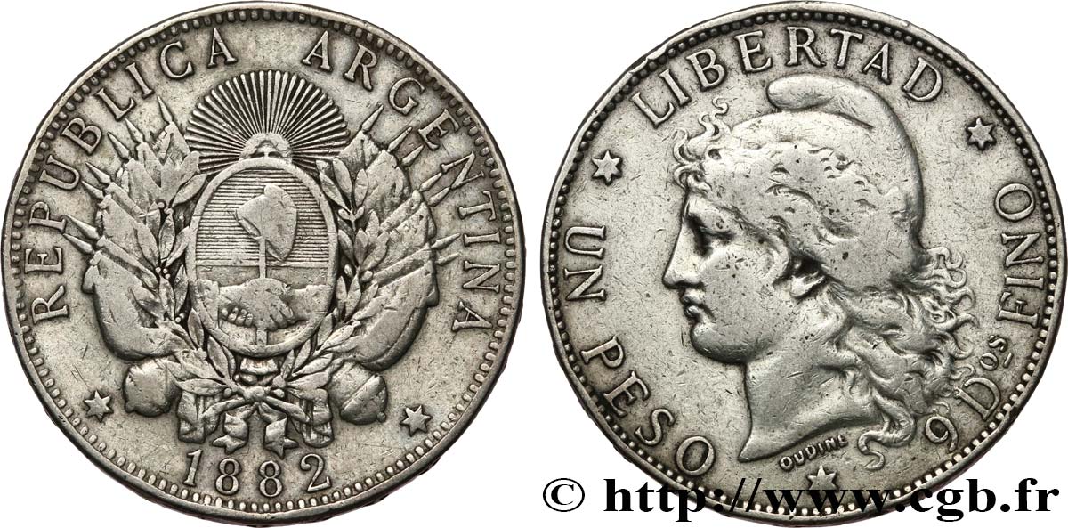 ARGENTINE 1 Peso  1882  TTB 