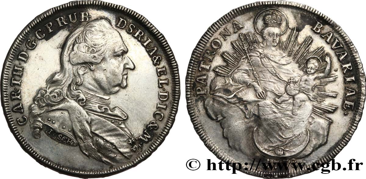 GERMANY - BAVARIA 1 Thaler Charles Théodore 1778 Munich - HST XF 