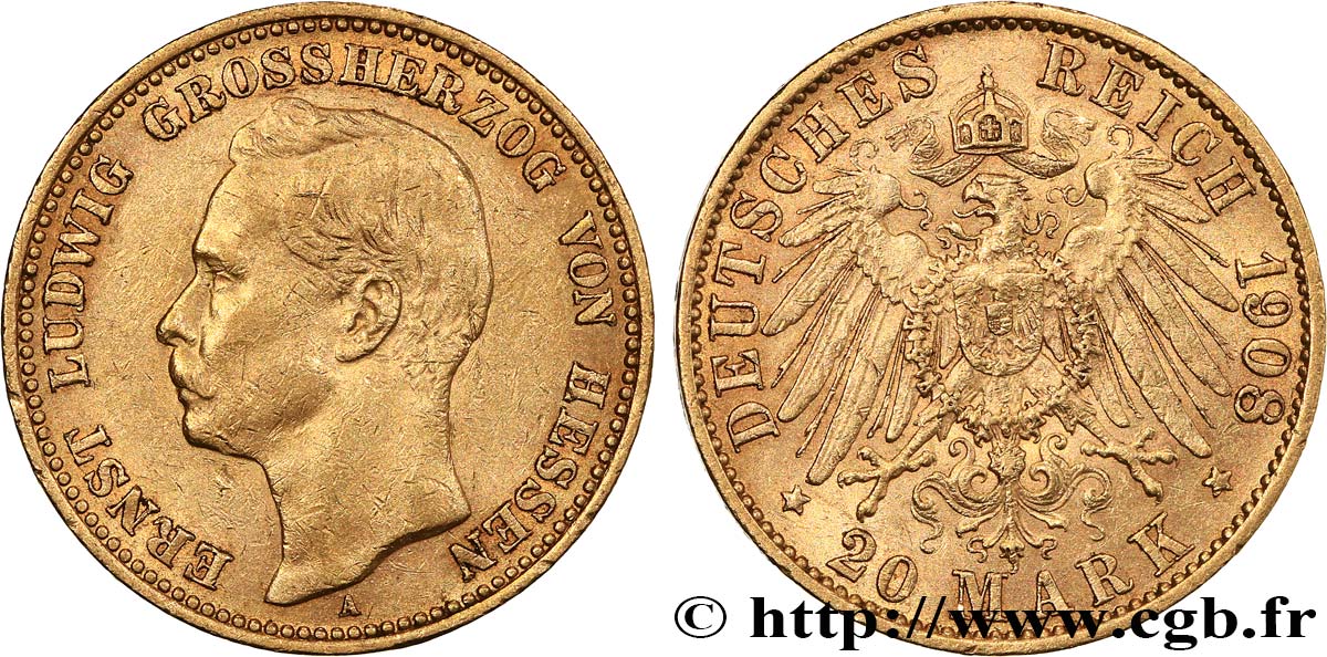 OR, PALLADIUM ET PLATINE INVESTISSEMENT 20 Mark Ernest-Louis 1908 Berlin TTB+/SUP 