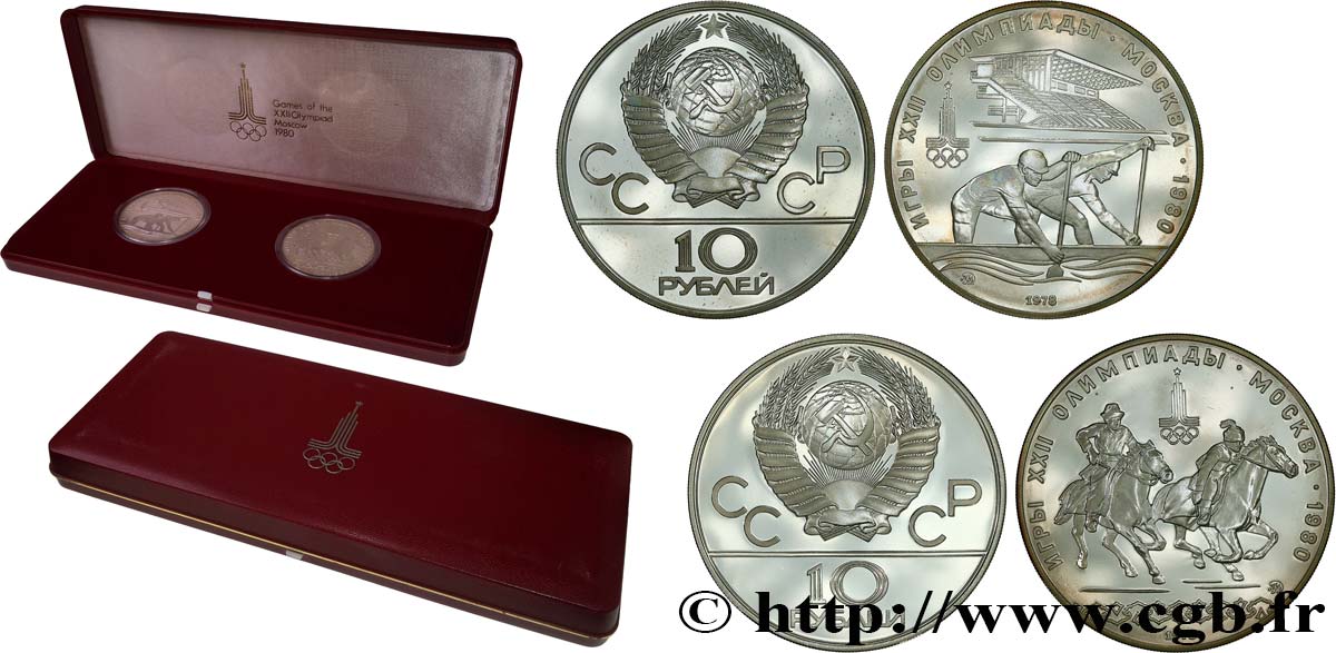 RUSSIE - URSS Série 2 monnaies Jeux Olympiques de Moscou 1980 1978 Moscou SPL 