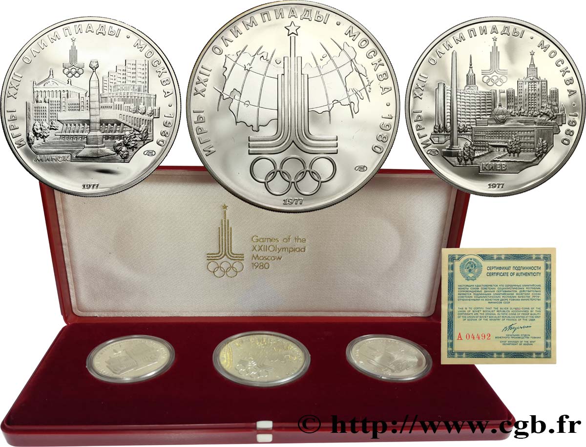 Coffret de médailles commémoratives des Jeux Olympiques de Moscou 1980 en argent - Enchères Luxembourg