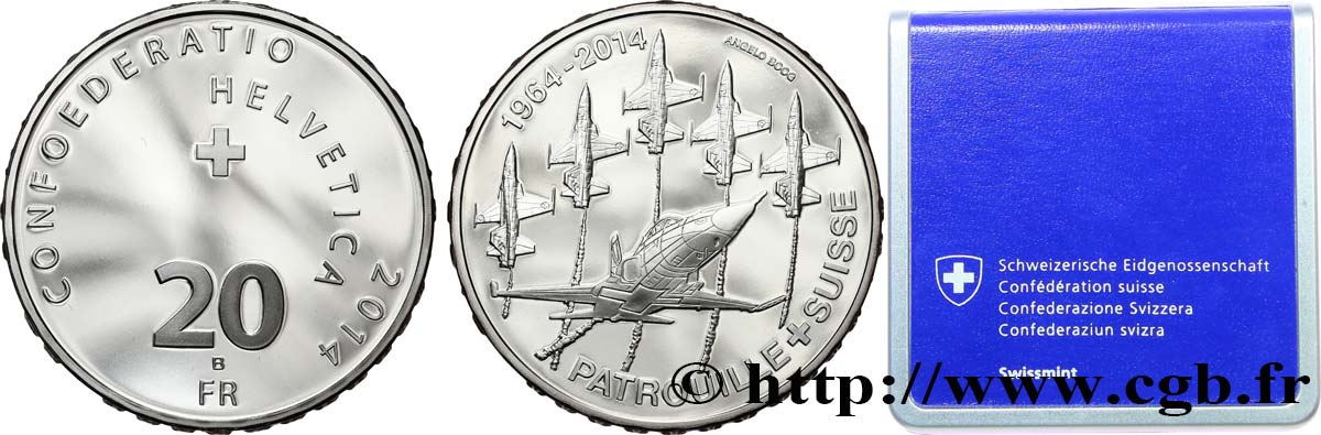 SWITZERLAND 20 francs - 50 ans de la patrouille Suisse 2014 Berne MS 
