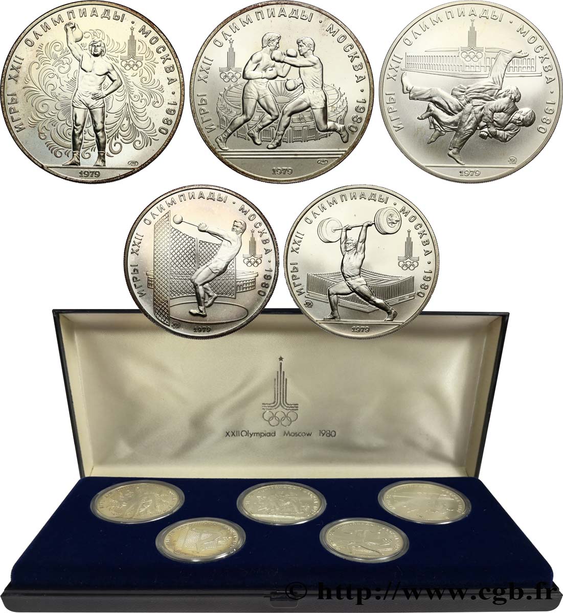 RUSSLAND - UdSSR Coffret 5 Monnaies Jeux Olympiques de Moscou 1979  ST 