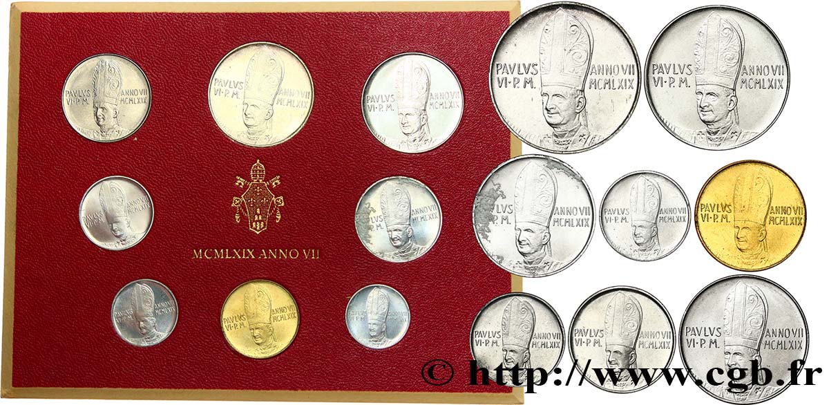 VATICAN ET ÉTATS PONTIFICAUX Série 8 monnaies Paul VI an VII 1968 Rome FDC 