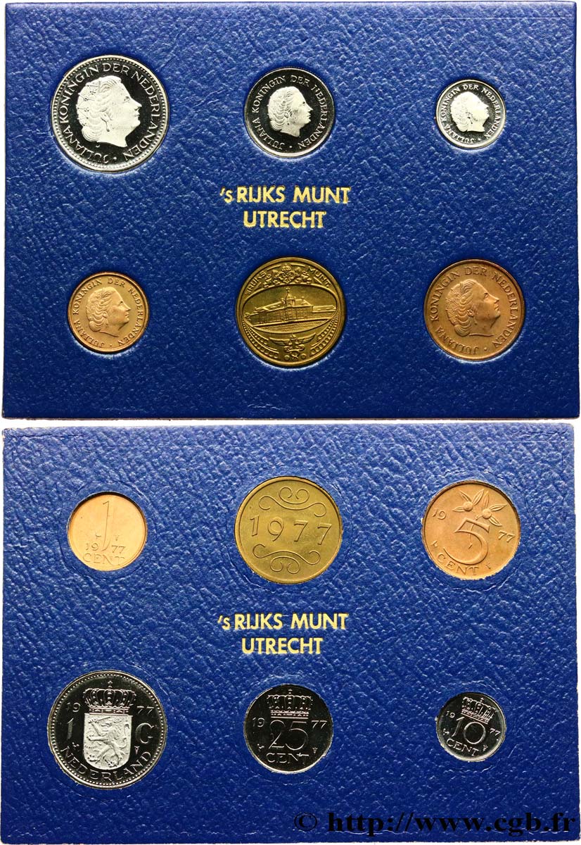 NETHERLANDS Série FDC 5 monnaies + 1 jeton 1977 Utrecht MS 