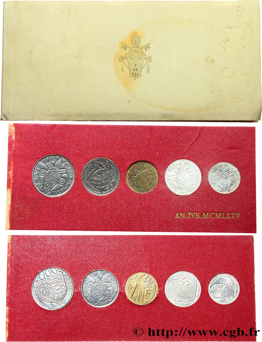 VATICANO Y ESTADOS PONTIFICIOS Série 5 monnaies  1975 Rome FDC 