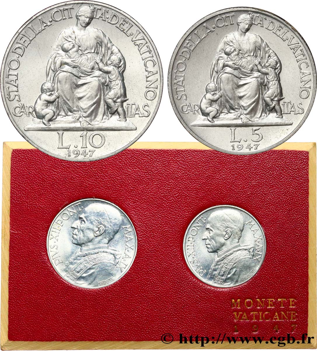 VATICAN AND PAPAL STATES Série 2 monnaies  1947 Rome AU 