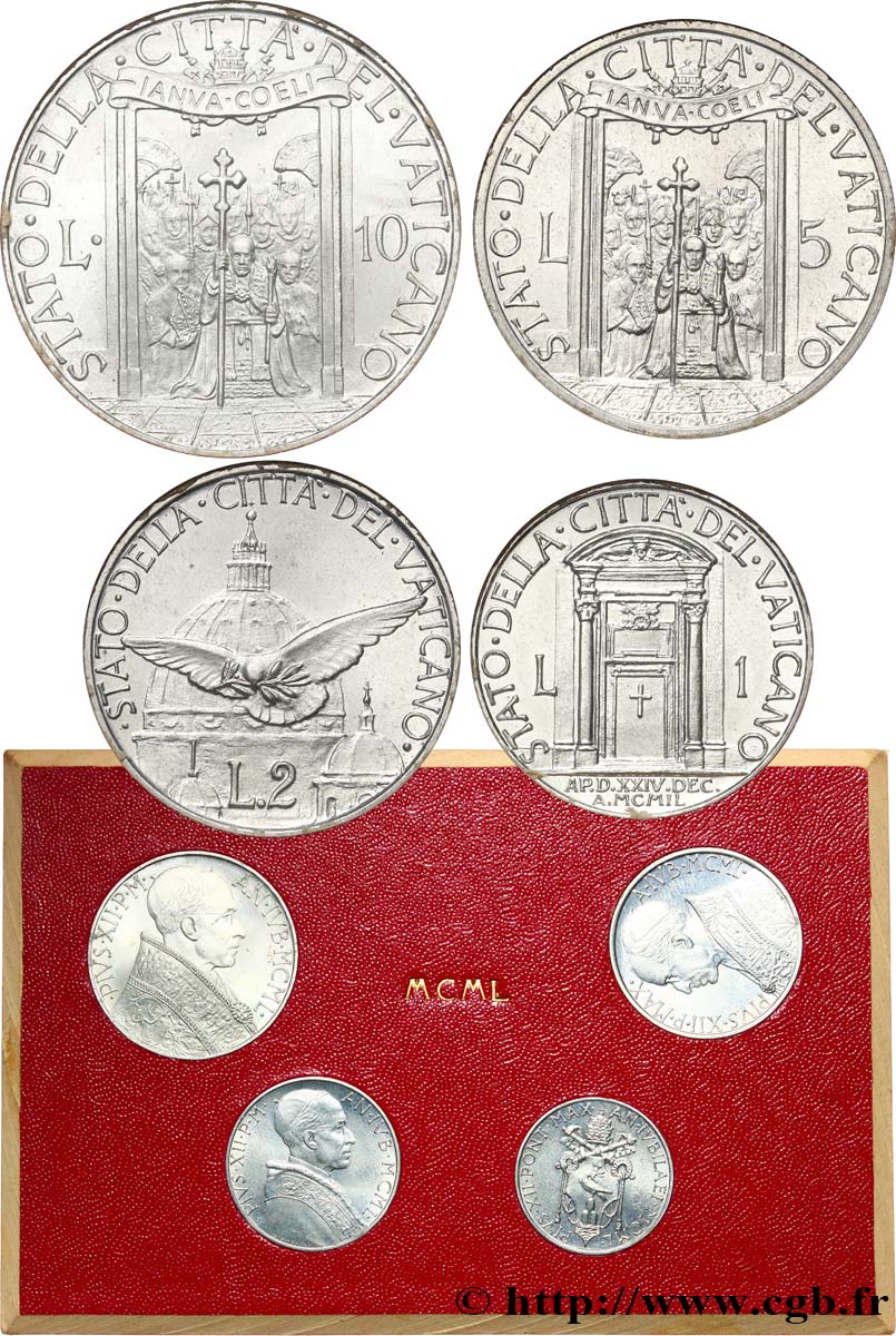 VATICAN ET ÉTATS PONTIFICAUX Série 4 monnaies  1950 Rome SUP 