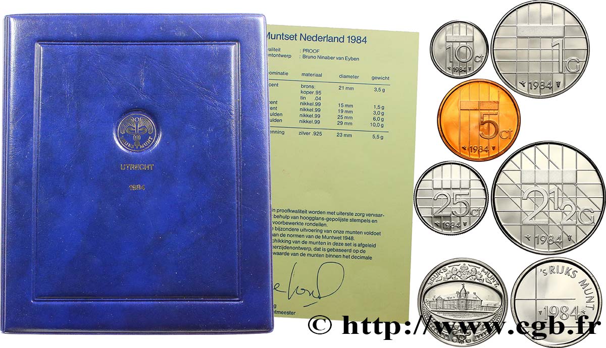 PAYS-BAS Série proof 5 monnaies + 1 jeton 1984  BE 