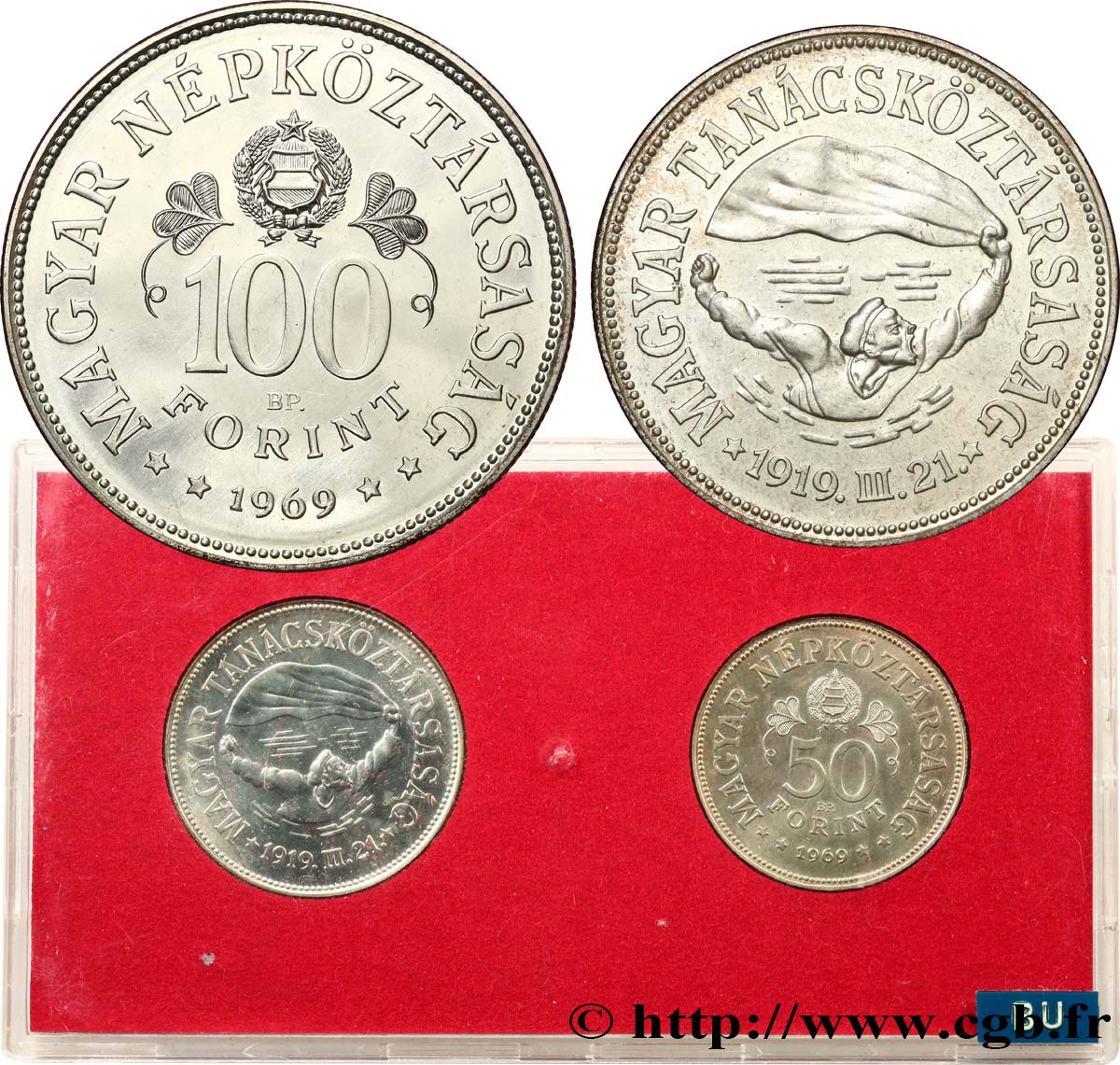 UNGHERIA Série FDC - 2 monnaies - 50e anniversaire des soviets du 31 mars 1919 1969 Budapest FDC 