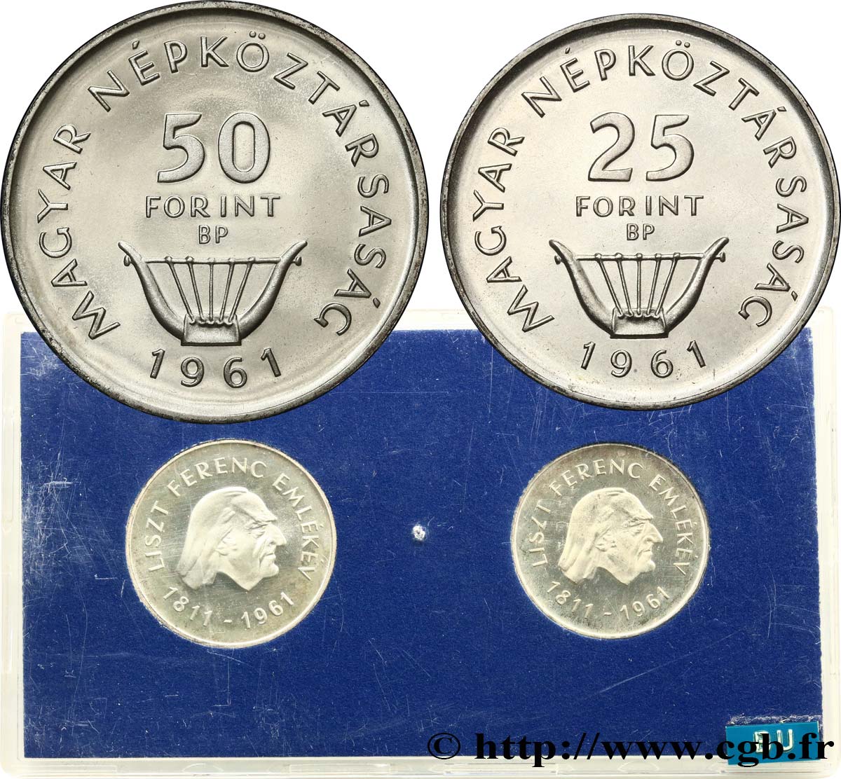 HUNGARY Série Proof - 2 monnaies - Forint 150e anniversaire naissance de Ferenc (Franz) Liszt 1961 Budapest AU 