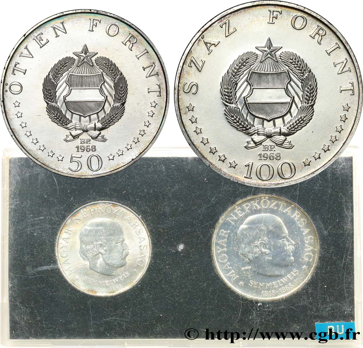 UNGARN Série FDC - 2 monnaies - Ignác Semmelweis 1968 Budapest ST 