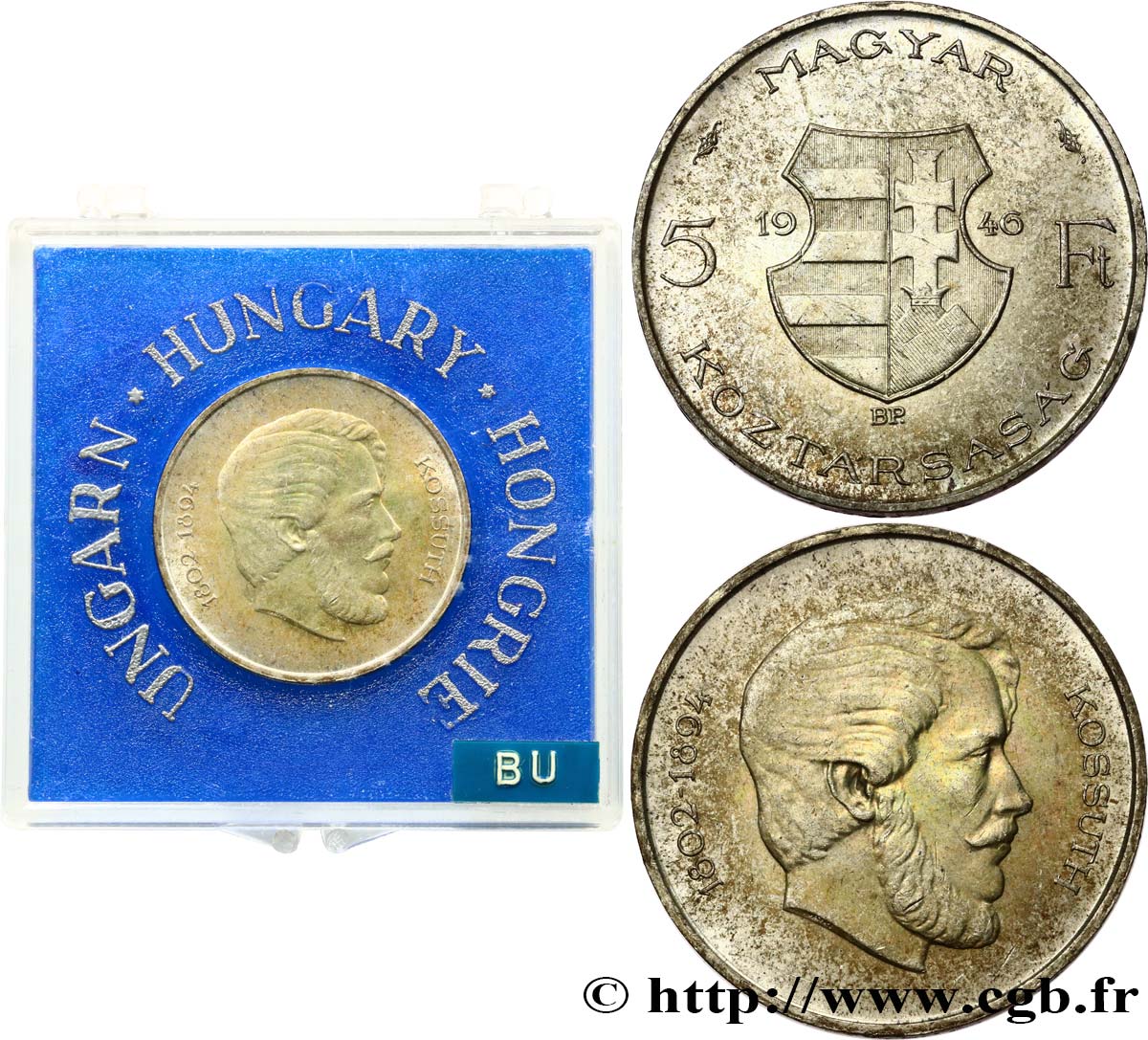 HUNGARY 5 Forint Lajos Kossuth 1946 Budapest AU 