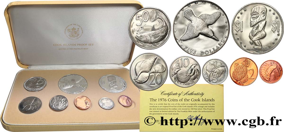 ISOLE COOK Coffret PROOF 8 monnaies 1976  BE 