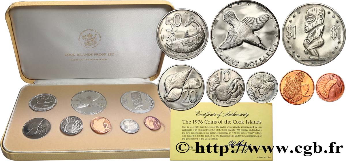 ÎLES COOK  Coffret PROOF 8 monnaies 1976  BE 