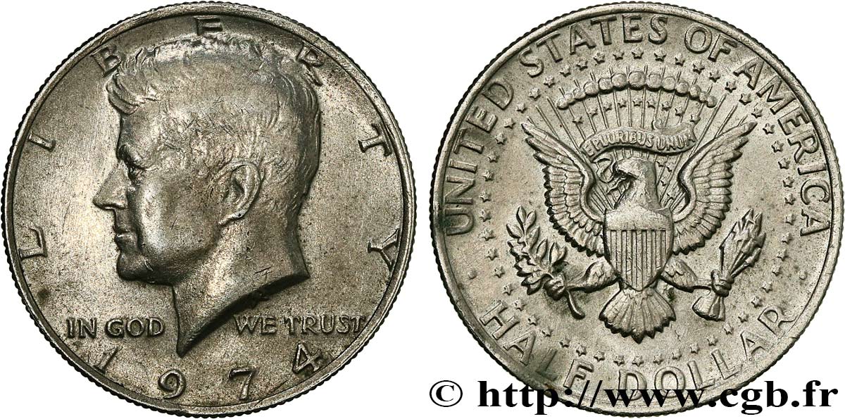 ESTADOS UNIDOS DE AMÉRICA 1/2 Dollar Kennedy 1974 Philadelphie EBC 