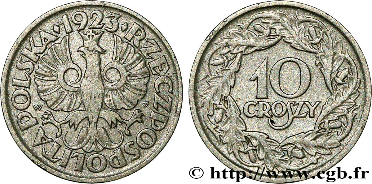 POLAND 10 Groszy 1923  XF 