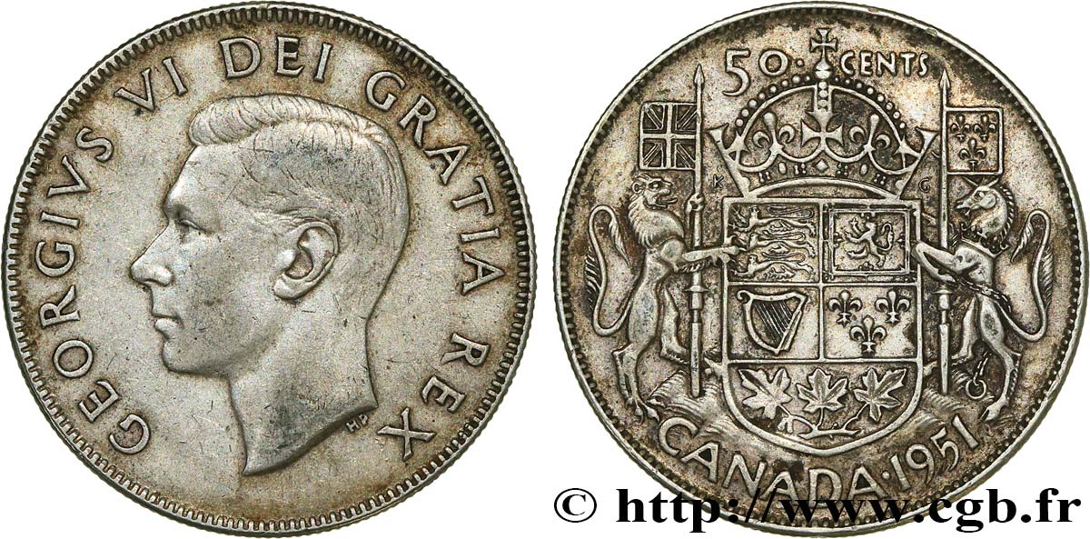 CANADA 50 Cents Georges VI 1951  XF 