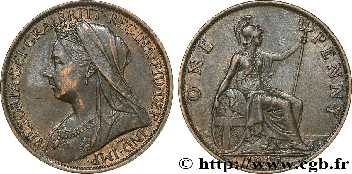 ROYAUME-UNI 1 Penny Victoria 1901  TTB 