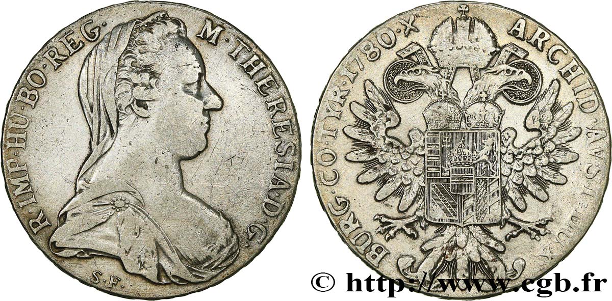 AUTRICHE 1 Thaler (REFRAPPE) Marie-Thérèse 1780 Vienne TTB 