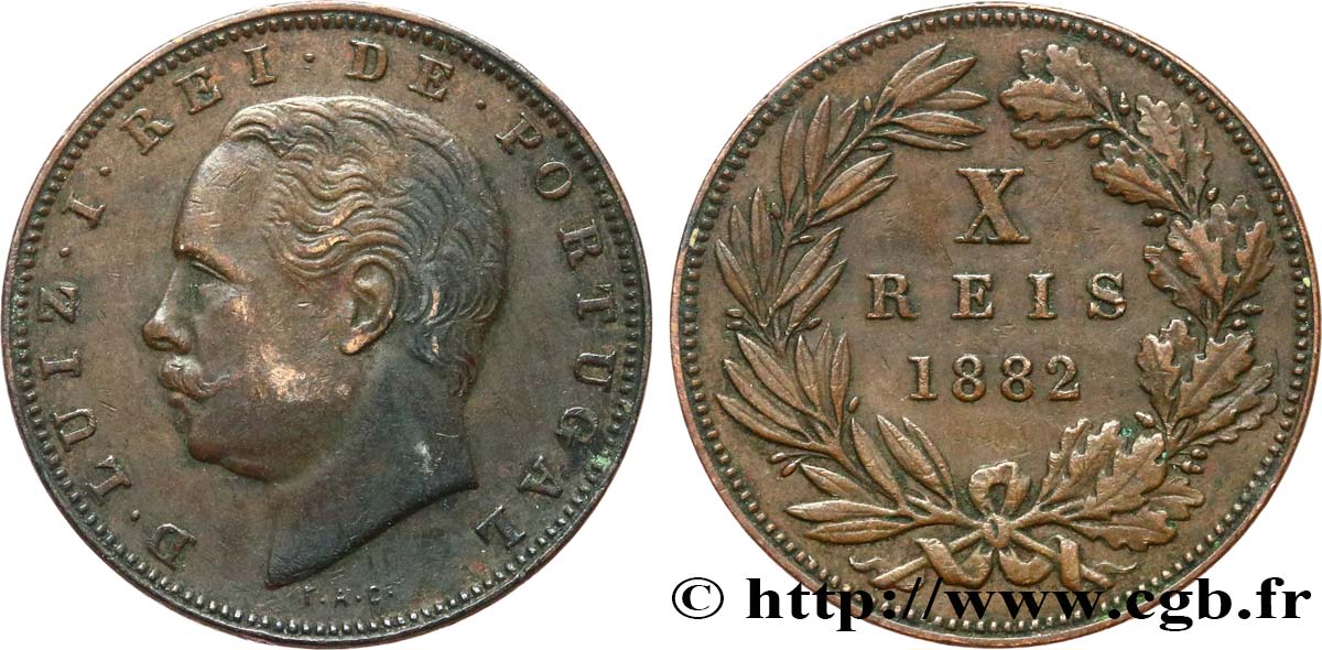 PORTUGAL 10 Réis Louis Ier (Luis) 1882  SS 