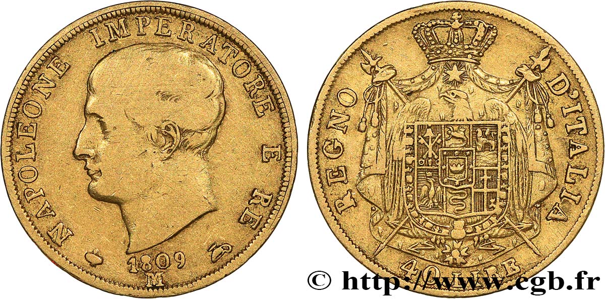INVESTMENT GOLD 40 Lire 1809 Milan VF 