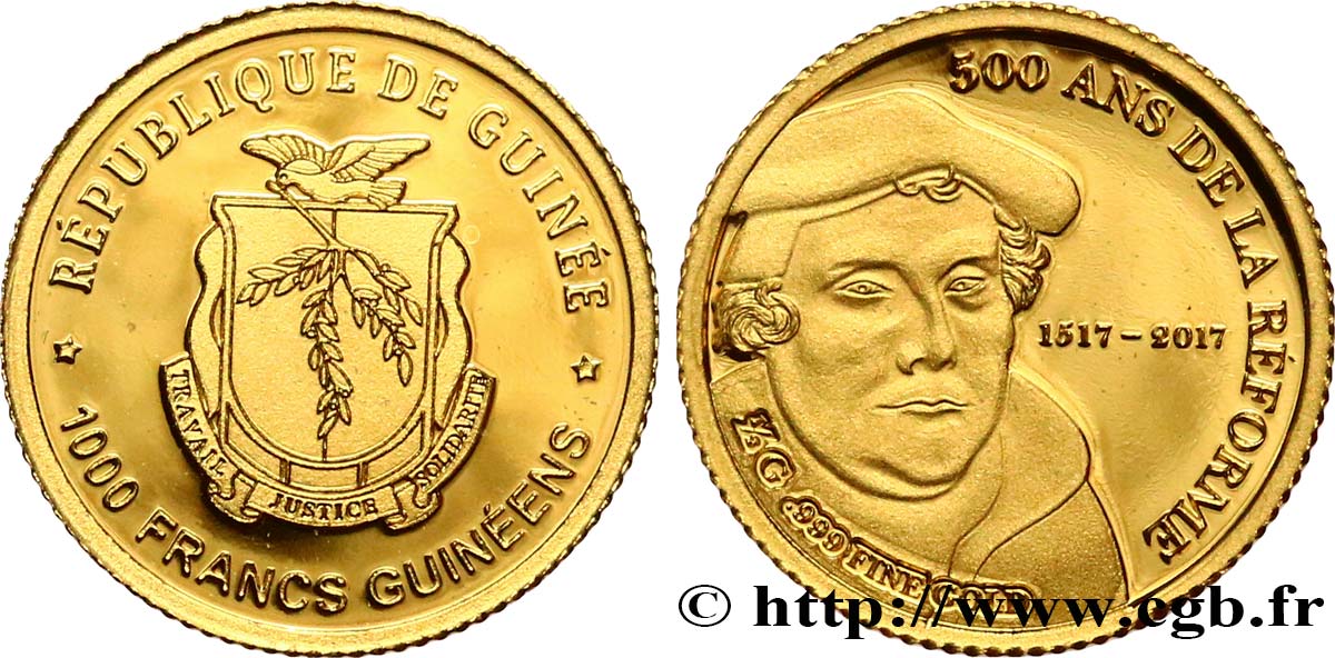 GUINEA 1000 Francs Proof 500 ans de la Réforme 2017  MS 