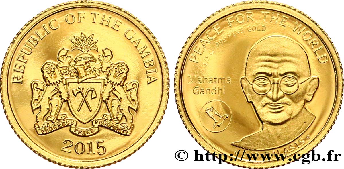 GAMBIA 200 Dalasis Proof Mahatma Gandhi 2015  ST 