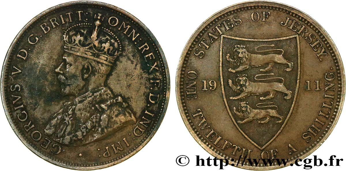 JERSEY 1/12 Shilling Georges V 1911  TTB 