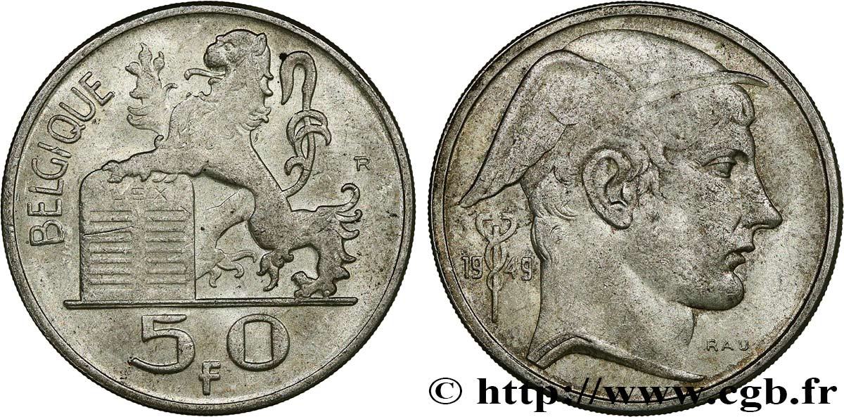 BELGIEN 50 Francs Mercure, légende française 1949  fVZ 
