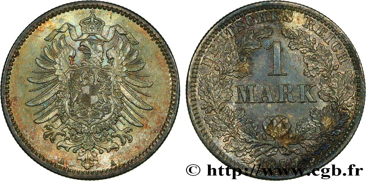 ALLEMAGNE 1 Mark Empire aigle impérial 1875 Berlin SUP 