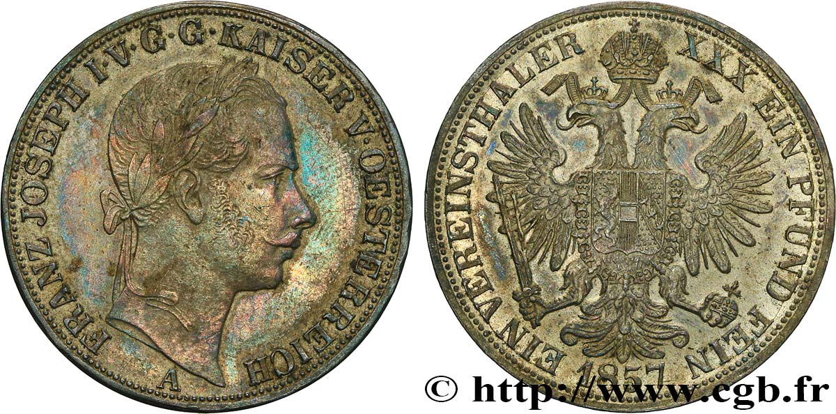AUTRICHE 1 Thaler François-Joseph Ier 1857 Vienne TTB+ 