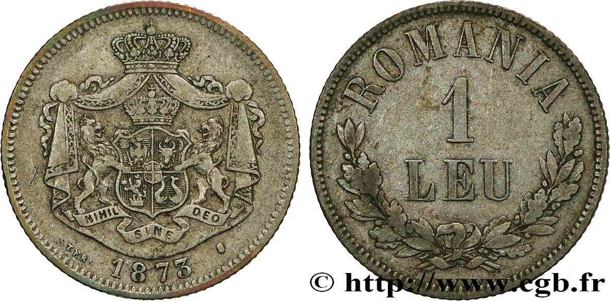 ROMANIA 1 Leu 1873 Bruxelles VF 