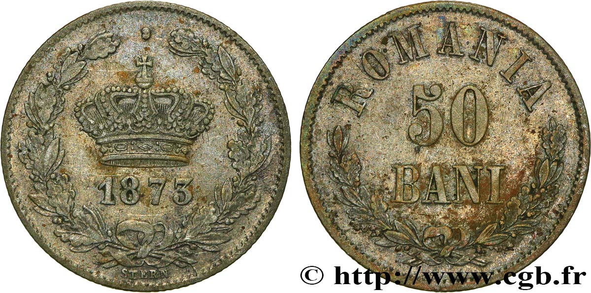 ROMANIA 50 Bani 1873  XF 