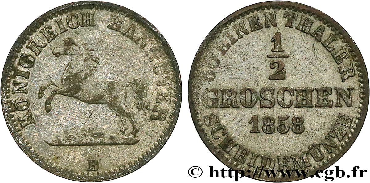 GERMANY - HANOVER 1/2 Groschen 1858 Hanovre XF/AU 
