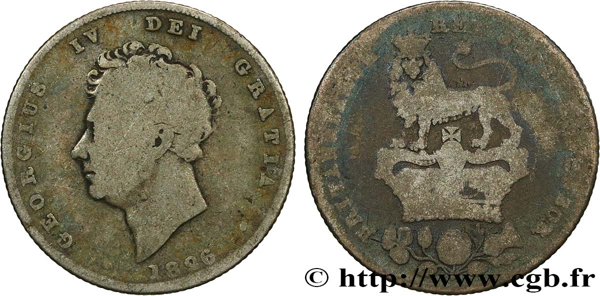 ROYAUME-UNI 1 Shilling Georges IV 1826  TB 