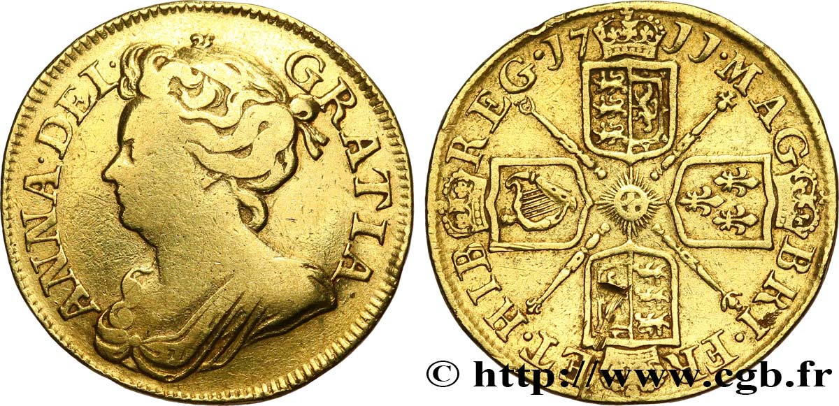 GRAN BRETAGNA - ANNA Guinée, 3e buste 1711 Londres MB/q.BB 