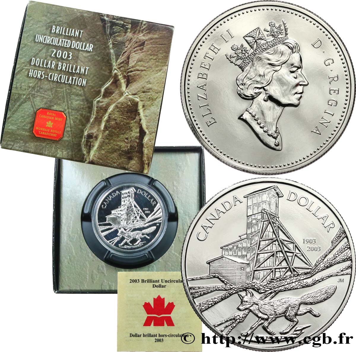 CANADA 1 Dollar BU 100e anniversaire du “silver rush” de Cobalt 2003  FDC 
