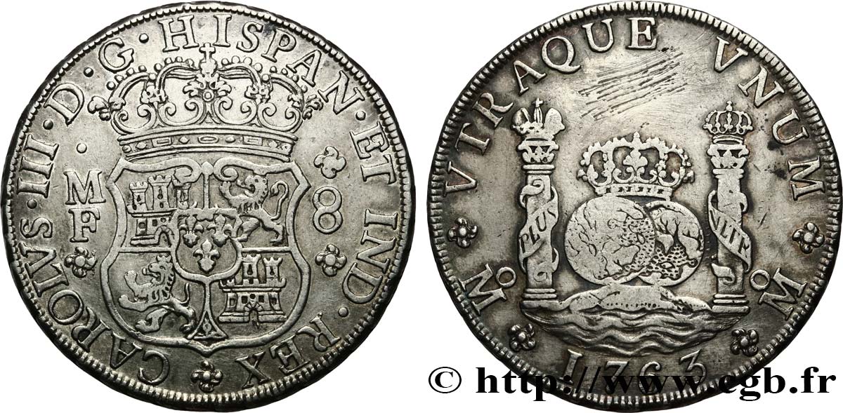 MÉXICO 8 Reales Charles III 1763 Mexico MBC/BC+ 