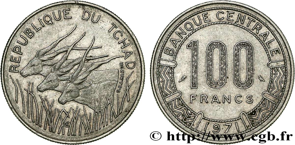 TCHAD 100 Francs type “Banque Centrale” 1971 Paris SUP 