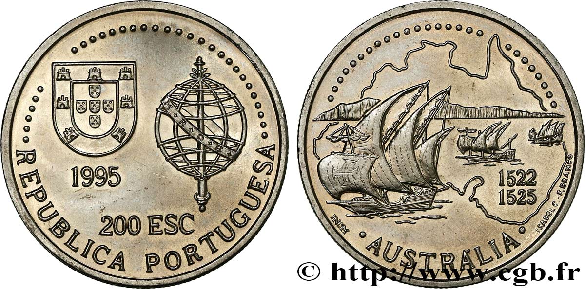 PORTUGAL 200 Escudos découverte de l’Australie 1522-1525 1995  MS 