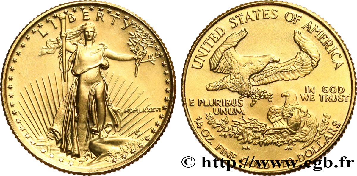 ÉTATS-UNIS D AMÉRIQUE 10 Dollars or (1/4 once) Liberty 1986 Philadelphie SPL 
