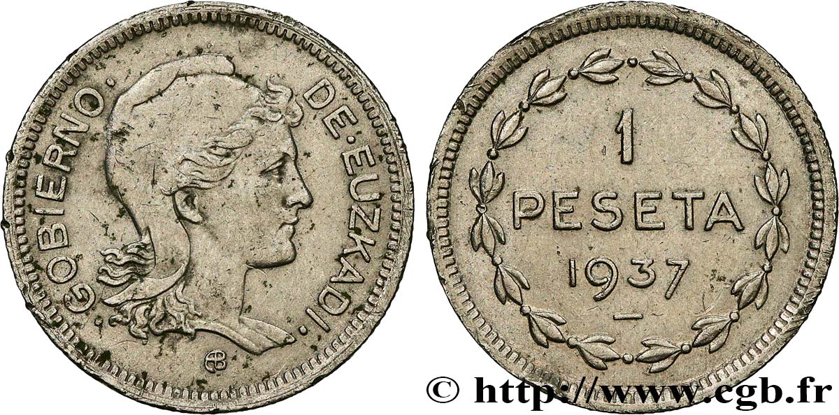 ESPAGNE - PAYS BASQUE 1 Peseta Gouvernement d’Euskadi 1937 Bruxelles TTB 