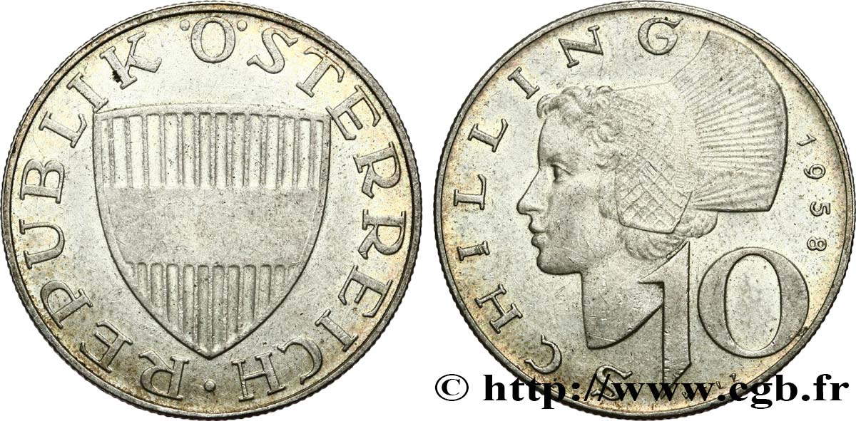ÖSTERREICH 10 Schilling 1958  SS 